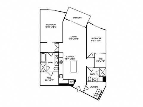 Sentral Old Town - B9 2BR 2BA Floor Plan